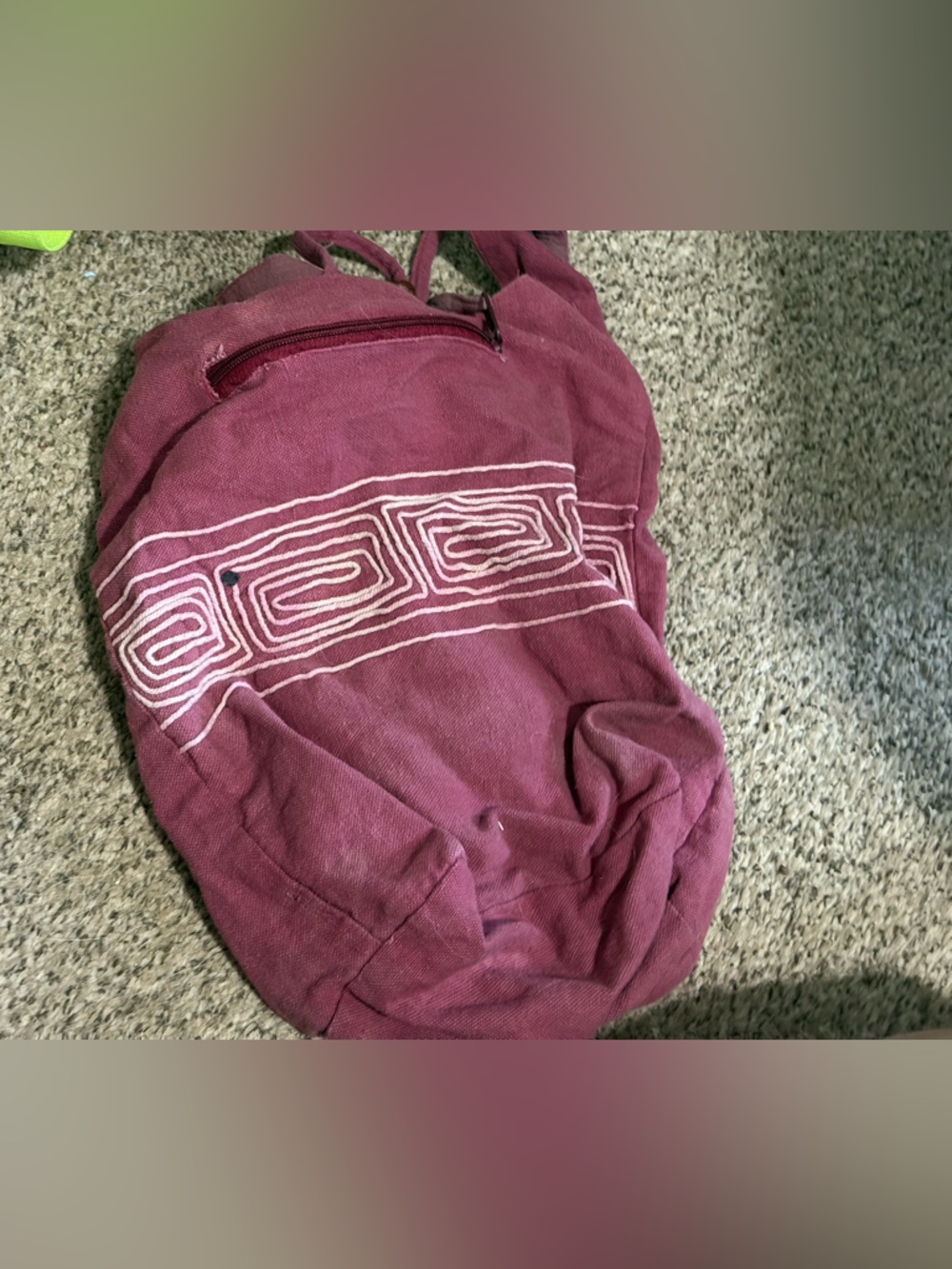 Crossbody Sling Bag in Deep Berry with White Embroidery